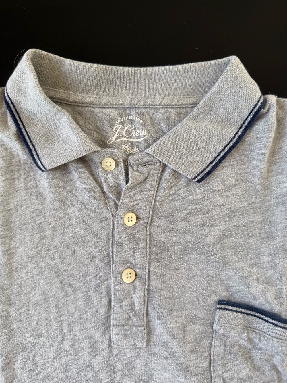 J. Crew Light Gray Polo with Navy Stripe Trim